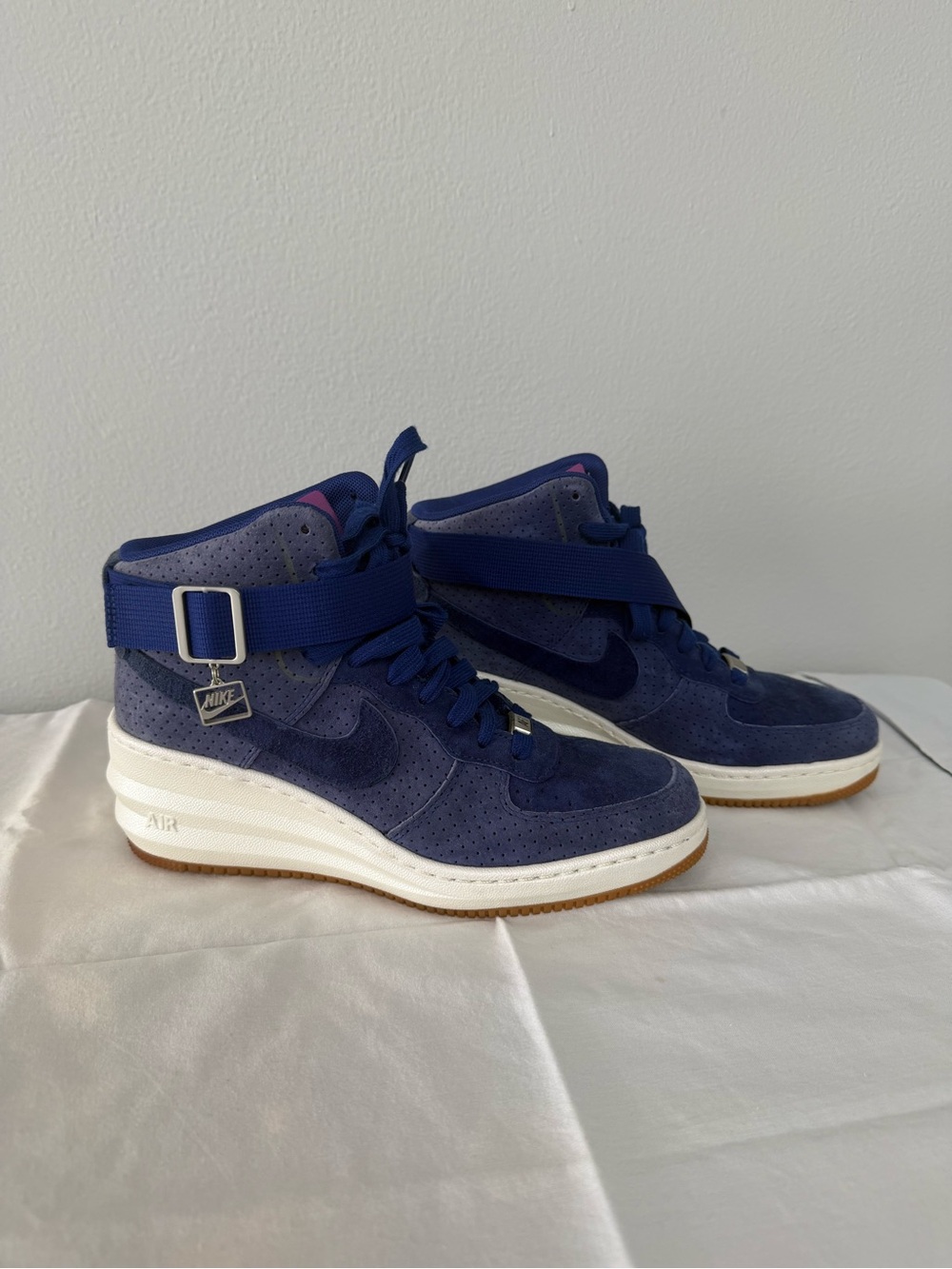 Nike Air Navy Suede High-Top Sneakers with White Midsole